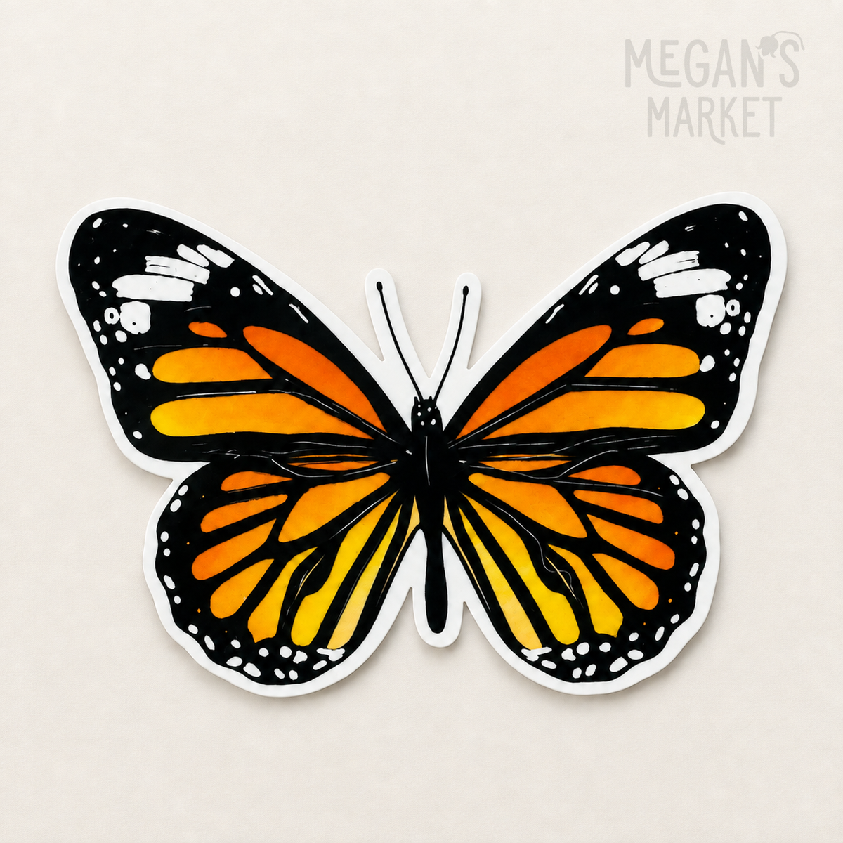 Weatherproof Monarch Butterfly Hand Drawn Sticker