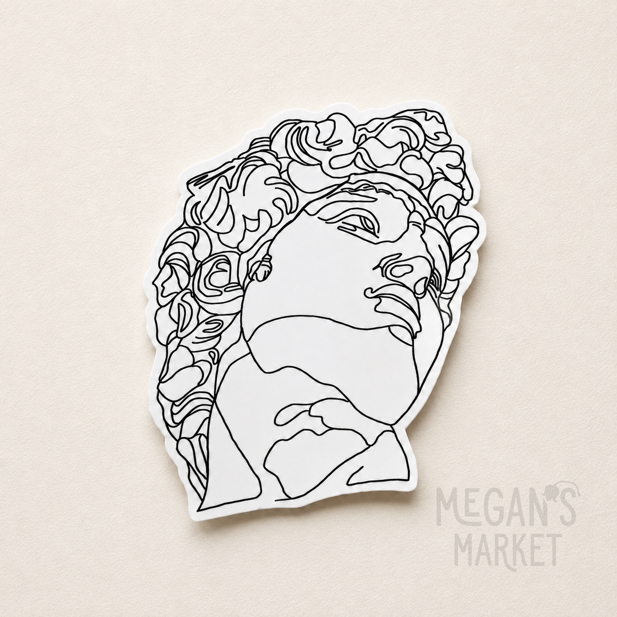 Statue of David Line Drawing Weatherproof Sticker