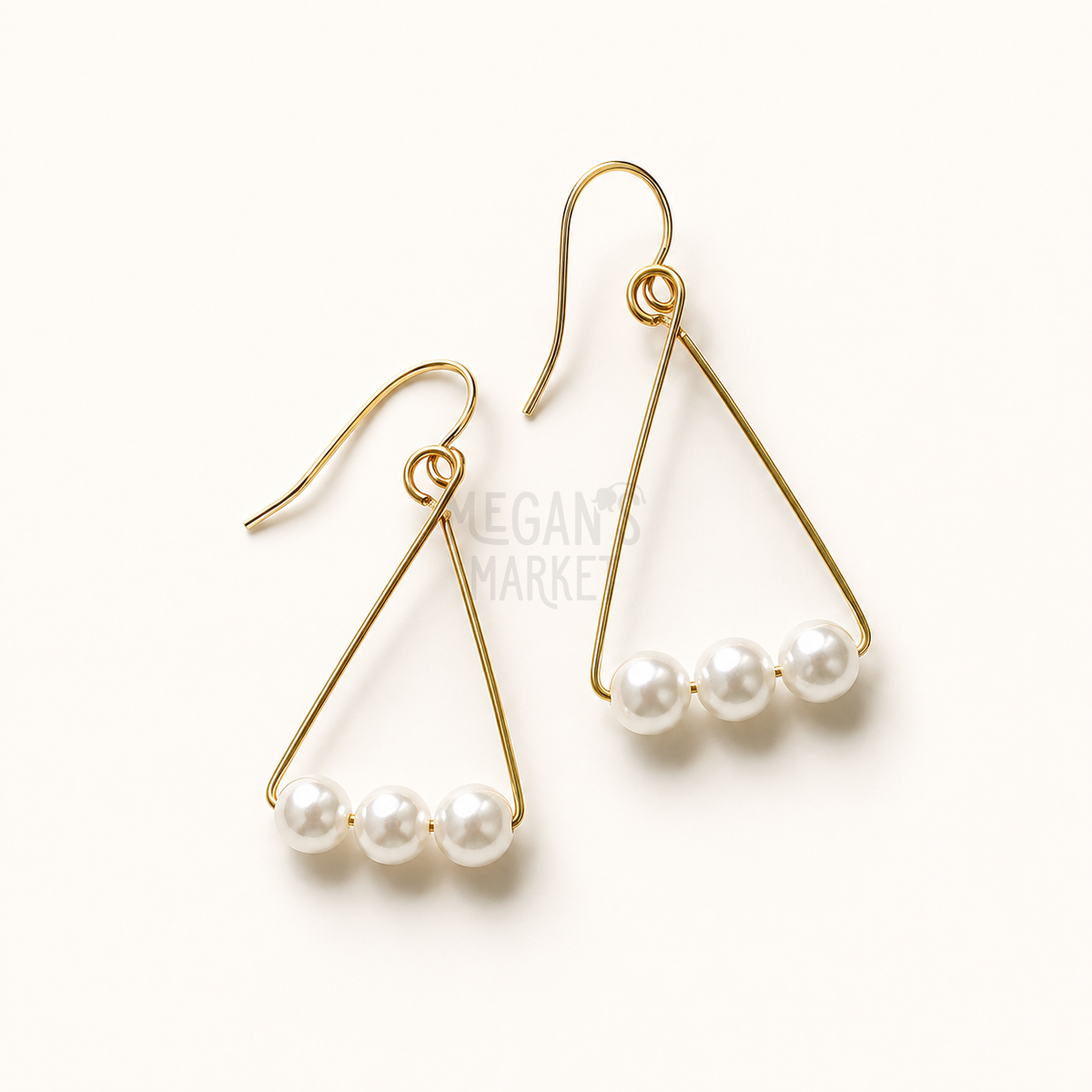Pearl Triangle Earrings