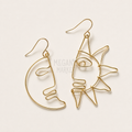 Sun and Moon Gold Wire Earrings