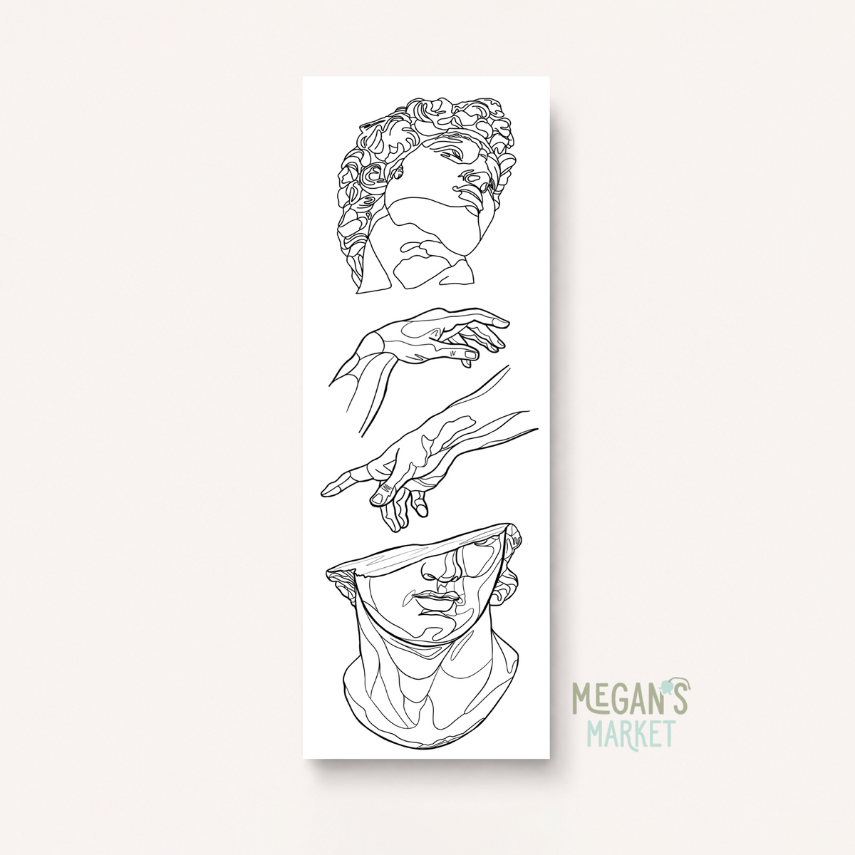 Greek Sculpture Line Art Bookmark