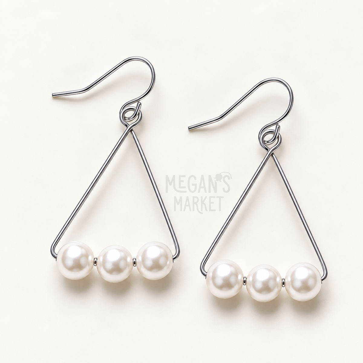 Pearl Triangle Earrings