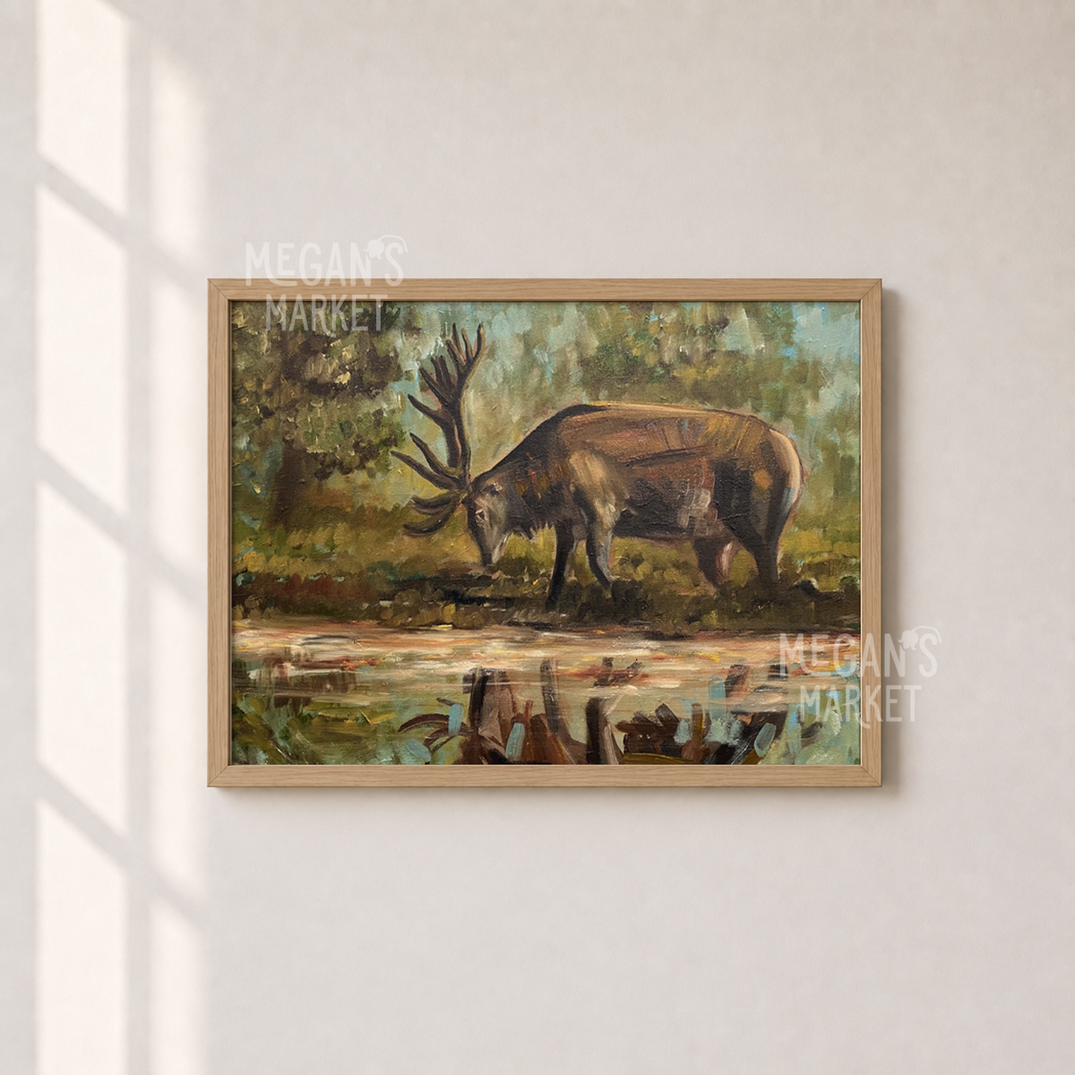 Water's Edge Stag Art Print