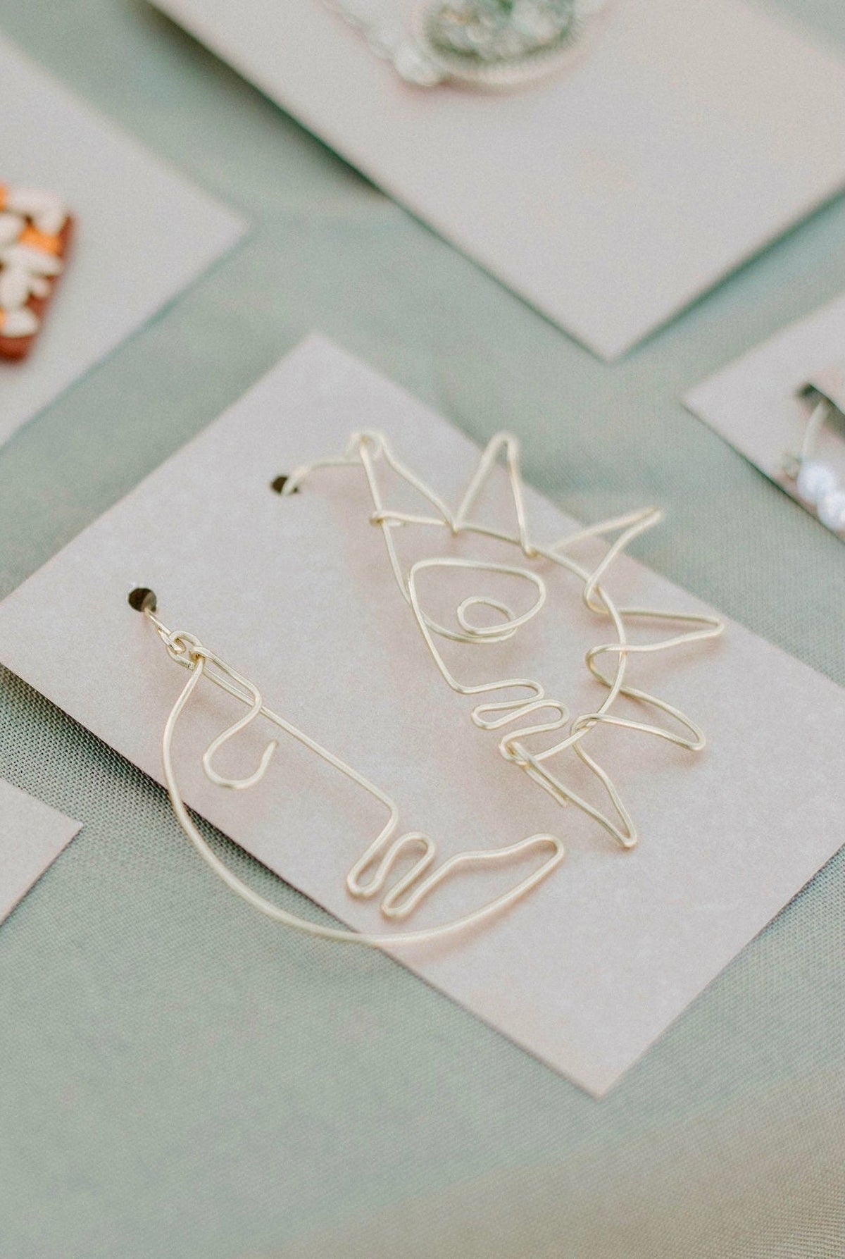 Sun and Moon Gold Wire Earrings